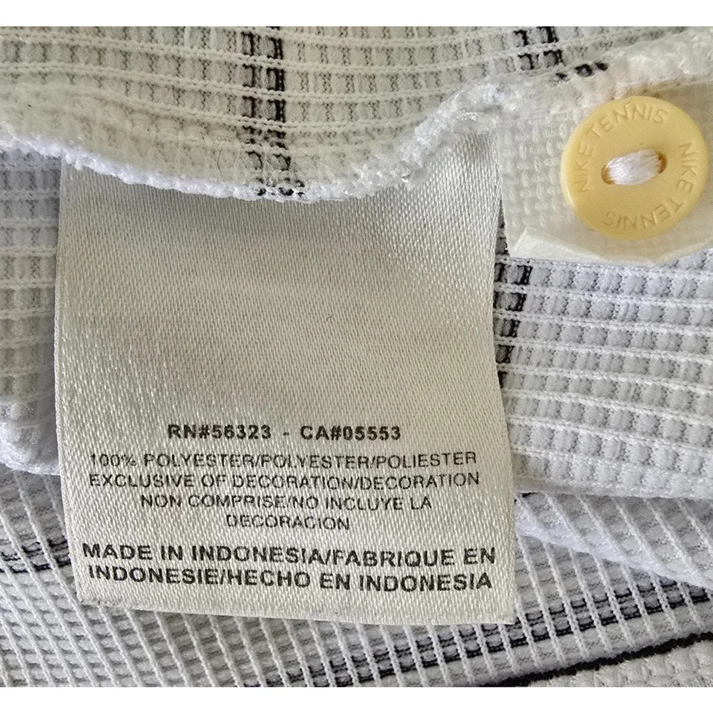 Nike Dri-Fit Polo Shirt Men's XL * White Black Stripe Short Sleeve Preppy Swoosh